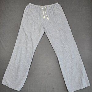 John Galt S/M Small Blue White Striped Linen Blend Elastic Waist Pants Nautical